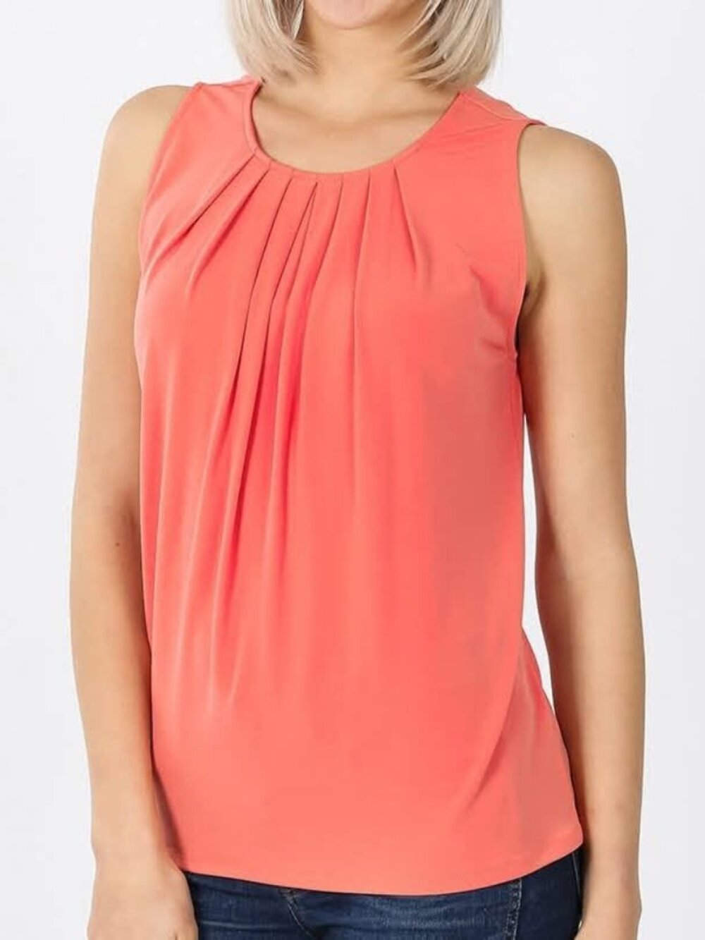 Coral Pleated Blouse